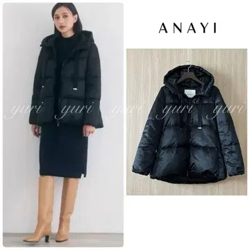 [ 794 ] 아나이 매트 새틴 A라인 다운 코트 블랙 36