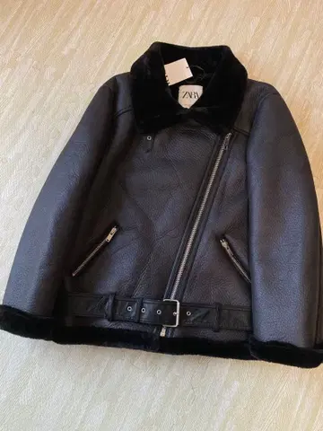 [ 미사용 택 포함 ] 빅 사이즈 ZARA 무스탕 더블 라이더 XXL