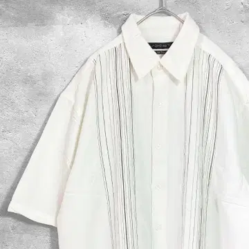 AXIST 쿠바 셔츠 레귤러 카라 레이온 화이트 L 사이즈