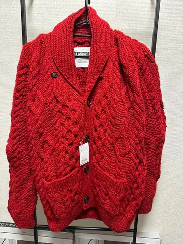 STANDARD 케이블 니트 가디건 레드