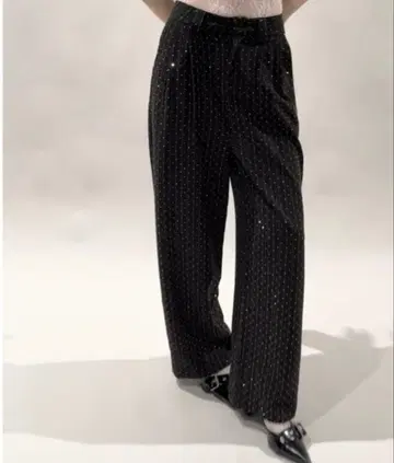 블론디 키라키라 스트라이프 하이웨스트 슬랙스 BLONDEY