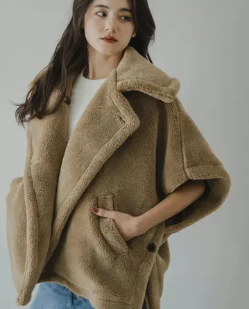 테디베어 판초 코트 모카