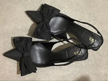 ZARA 리본 포함 슬링백 힐 신발