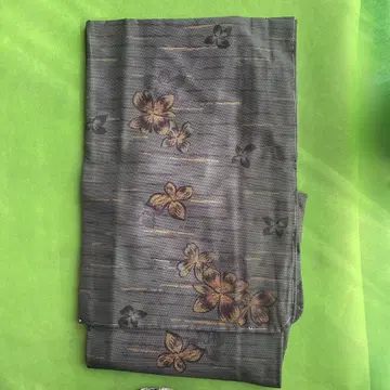 칸사이키모노 다크 그린에 꽃 무늬 완성품 시츠케 포함