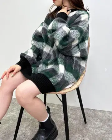 INGNI 체크 리브 튜닉 상의