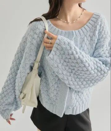 mystic 포코포코 니트 가디건 블루