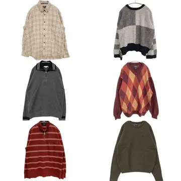 체크 셔츠 스웨터 세트 남성 빈티지 6점 세트 귀여운 남자 대학생 루즈핏