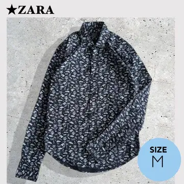 SUPERSLIM FIT ZARA MAN 올 패턴 셔츠 M 블랙 긴팔