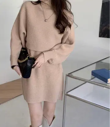 베이지 니트 원피스