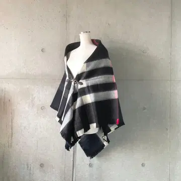 택 포함 새상품 클로징 포함 대형 체크 스톨 블랙 계열