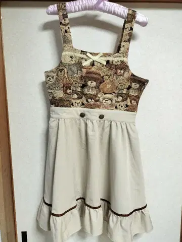 유메텐보 테디베어 고블랑 자카드 원피스 점프스커트 곰