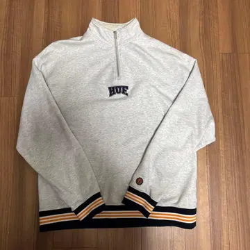 HUF 하프 지퍼 그레이 후드티 L