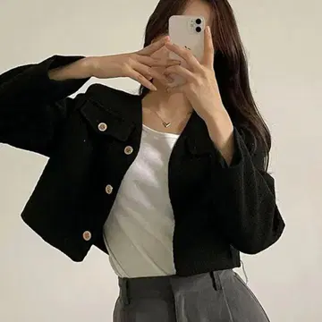 트위드 자켓 블랙 프리 사이즈