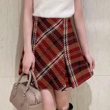 스나이델 로빙 체크 미니 스커트 빨간색