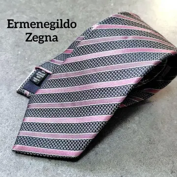 새상품급 Ermenegildo Zegna 넥타이 스트라이프 퍼플 크림슨