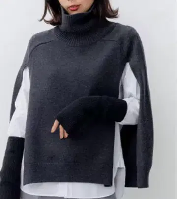 23구 워셔블 니트 판초 38 그레이