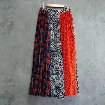 jouetie 롱 플레어 플리츠 체크 도트 체크