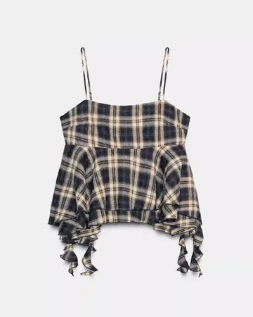 ZARA 프릴 체크 무늬 상의