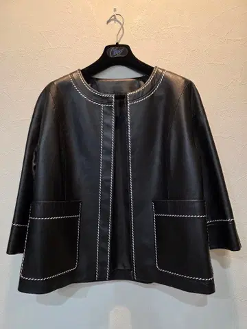 블랙 가죽 노카라 자켓 부드러운 양가죽