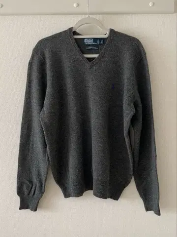 PoLo 그레이 V넥 스웨터 울 혼방