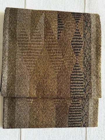 순수 실크 새상품급 육통 무늬 후쿠로 오비 시크한 가을 컬러