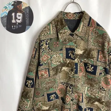 여성 중고 의류 올 패턴 긴팔 셔츠 고딕풍 아트 패턴 기마 브라운 M