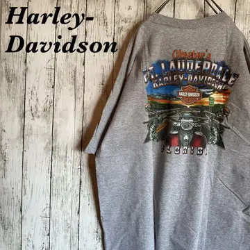 [레어] 할리데이비슨 반팔 T셔츠 양면 프린트 XL 그레이 바이크