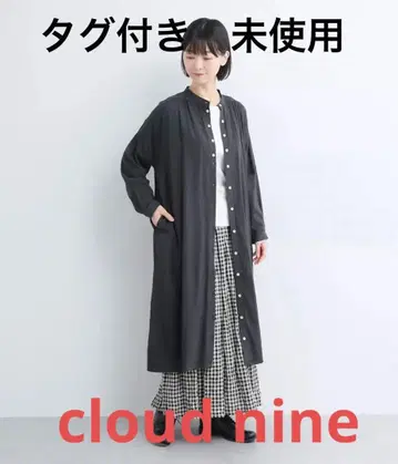 코튼 레이온 표면 기모 스탠드 카라 개더 원피스 클라우드 나인