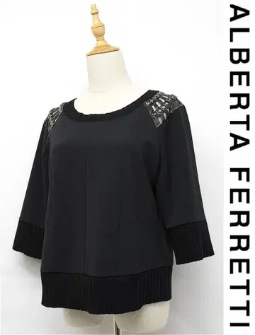 V288/미사용 ALBERTA FERRETTI 블라우스 스쿱 넥 블랙