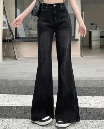 플레어 레그 청바지 다크 그레이 여성용