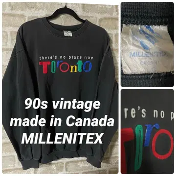 빈티지 90s MILLENITEX 남성용 L 맨투맨 클레이지 컬러