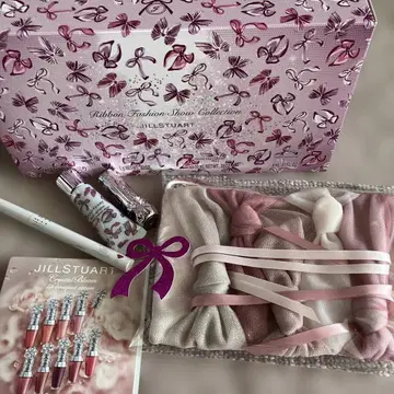 JILLSTUART 리본 파우치 세트 페이스 컬러 립스틱 아이라이너