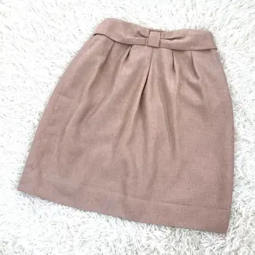 로페피크닉 허리 리본 무릎 기장 스커트 더스티 핑크