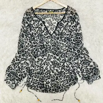 GHOST OF HARLEM 시어 표범 무늬 드로 코드 비침 금 장식 M