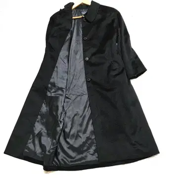 RIPPLED 캐시미어 100% 스탠드 칼라 롱 코트 블랙 9 M 상당