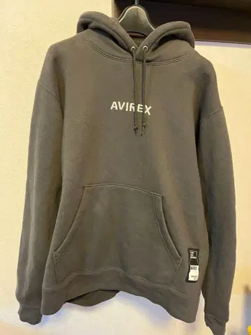 AVIREX 그레이 후드 부착 후드티