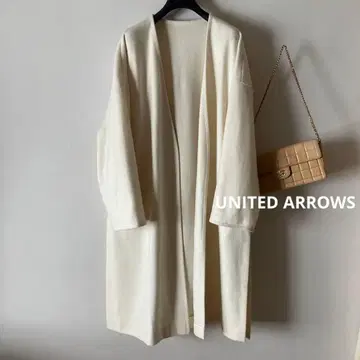 유나이티드 애로우즈 고급 더블 페이스 울 노카라 가운 코트