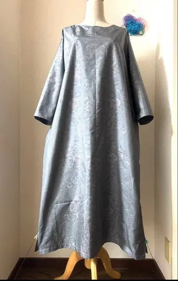 본고장 오시마 명주 롱 원피스 밑단 슬릿