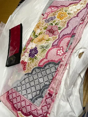 후리소데 시보리 시보리 꽃무늬 핑크