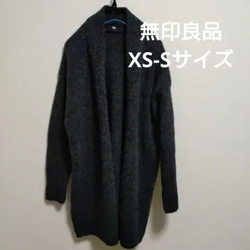 무인양품 야크 함유 부클 롱 가디건 XS-S 차콜 그레이