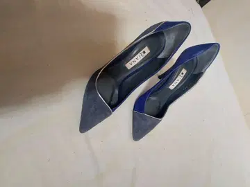 DIANA 펌프스 22.5cm 블루 x 그레이 스웨이드 절개 디자인