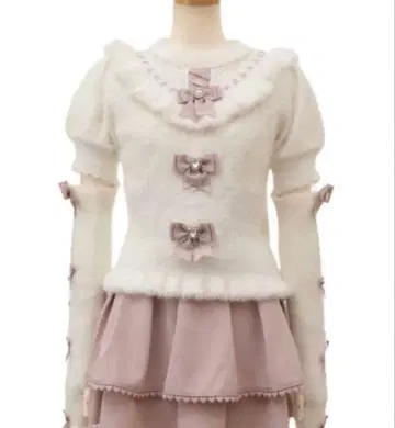 LIZLISA 리즈리사 3단 리본 니트 암워머