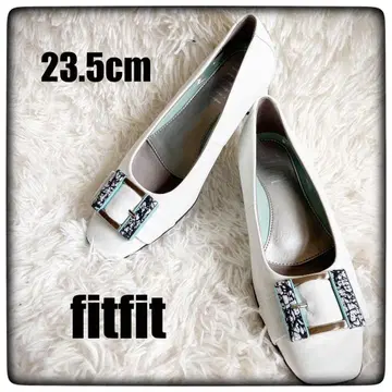 [ 미사용품 ] fitfit 천연 가죽 버클 청키힐 펌프스 23.5