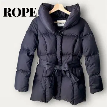새상품급 ROPE 로페 다운 자켓 벨트 포함 38 블랙 여성용