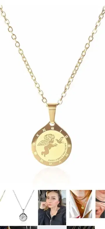 골드 메달형 펜던트 목걸이 스테인리스