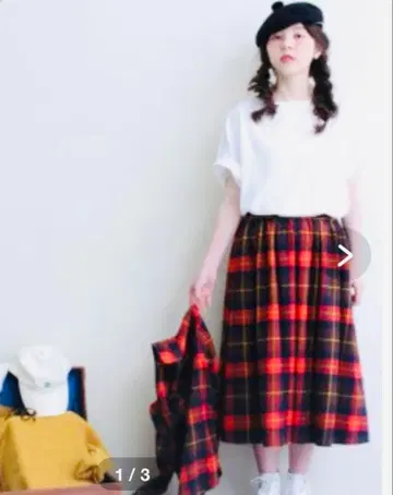 My Fav. CHILD WOMAN 빨간색 체크 스커트