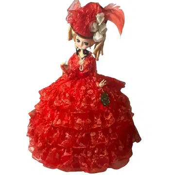 [ 메1106-13 ] 리본 프랑스 인형 스키요돌 쇼와 레트로품