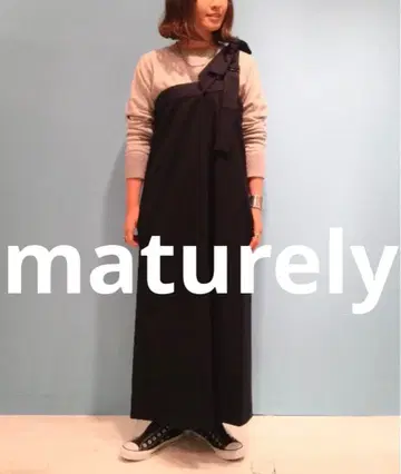 maturely 울 캐시미어 원 숄더 드레스 네이비