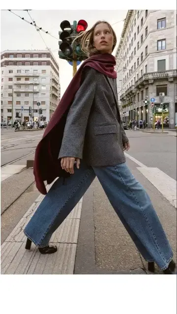 이번 시즌 ZARA / 울 더블 자켓 / GRY / XS / 미사용