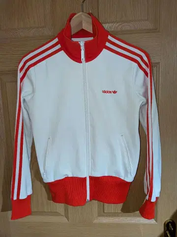 아디다스 트랙 자켓 화이트/레드 S 사이즈
